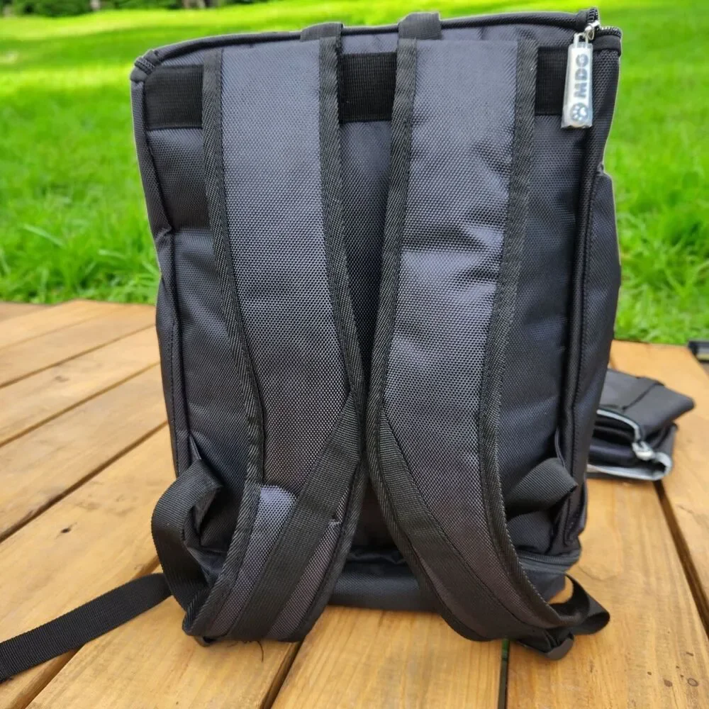 Mobile Dog Gear Weekender Drop Bottom Backpack Black Silver Refective Adj. Strap